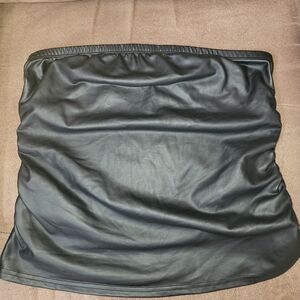 Black Faux Leather Halter Top